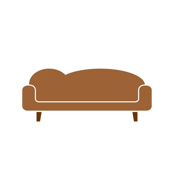 Braune Retro Sofa Ikone Couch Für Wohnzimmer Flache Bauweise — Stockvektor