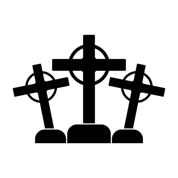Drei Schwarze Kreuze Auf Weißem Hintergrund Vektorillustration Flache Bauweise — Stockvektor