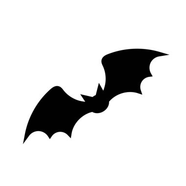 Siyah yarasa simgesi, ana hatlı vektör işareti, beyaz üzerine izole edilmiş doğrusal resim. Cadılar Bayramı Sembolü, logo çizimi.