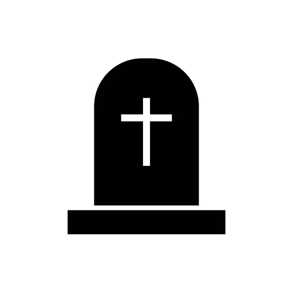 할로윈 Grave Balck Icon Flat Design Helloween Theology — 스톡 벡터