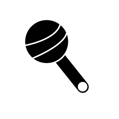 Bebek çıngırağının siyah simgesi. Bebek çıngırak vektör illüstrasyonu. Çocuk bakımı vektör simgeleri