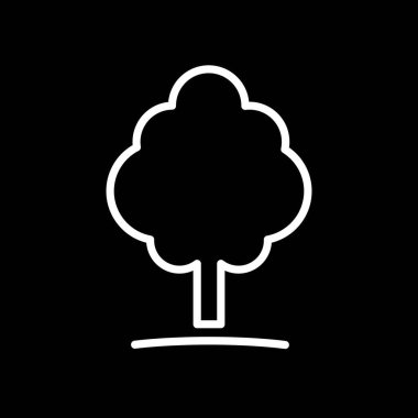 Organik ağaç logosu, ekolojik amblem, ekoloji doğal sembolü, siyah arka planda izole edilmiş.