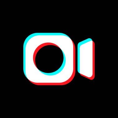 Kamera simgesi siyah arkaplanda izole edildi. Sosyal medya kavramı.