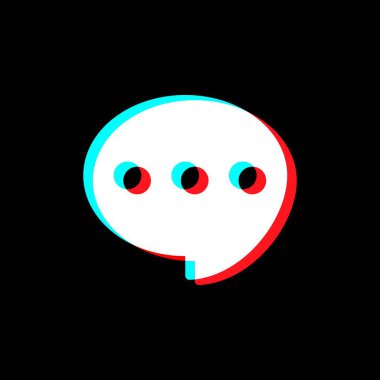 Popüler sosyal ağın renkleri ile yorum simgesi veya iletisi. Siyah arkaplanda izole