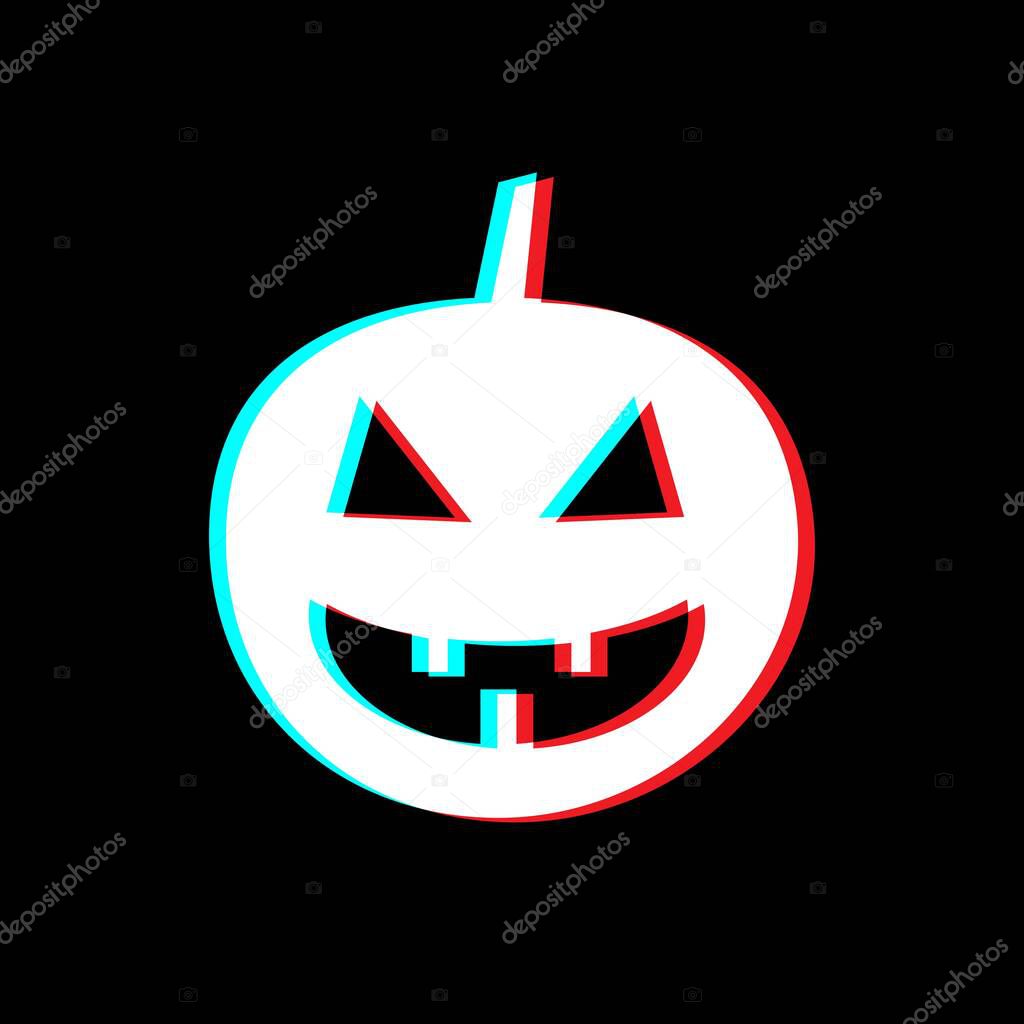 Pumpkin line icon in trendy colors, outline vector sign, linear style pictogram isolated on white. Halloween holiday symbol, logo illustration. Isolated on black background