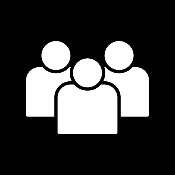 Flat Group People Icon Vector Izolované Černém Pozadí — Stockový vektor