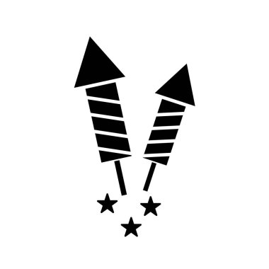 Siyah Havai fişekler beyaz arkaplanda izole edildi.