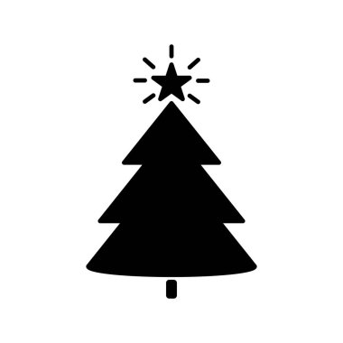 Yıldızlı izole edilmiş Noel ağacı simgesi
