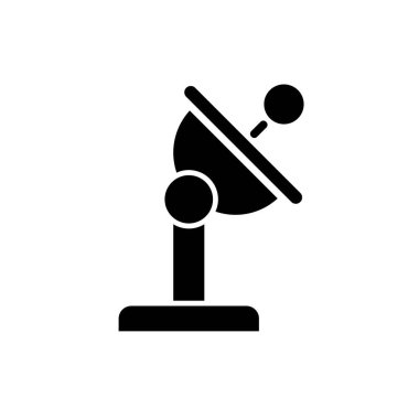 Siyah Radar uydu anten simgesi ağ ve mobil için ince çizgi, modern minimalist düz tasarım.