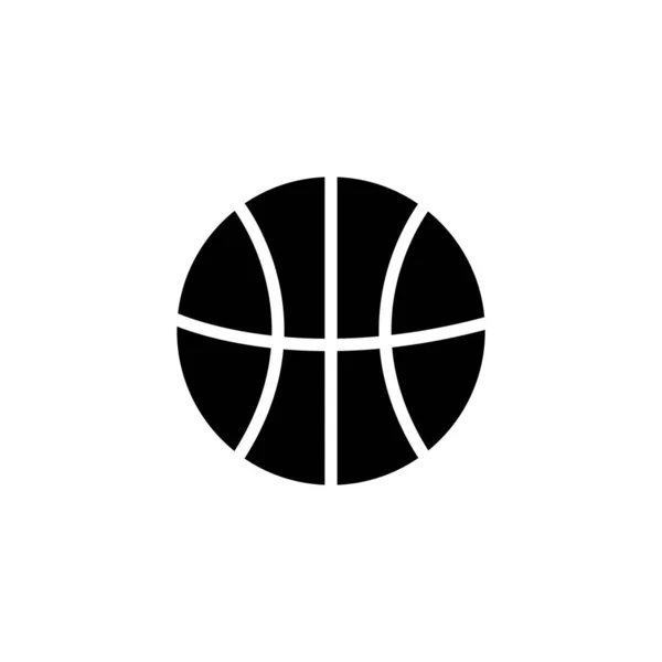 Black Basketball Ball Flat Icon White Background — Stock Vector