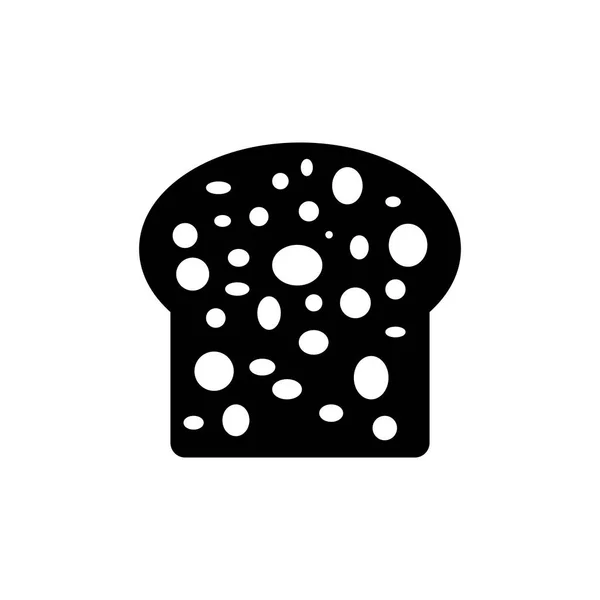 Simple Flat Slice Black Bread Icon Isolated White Background — Stock Vector