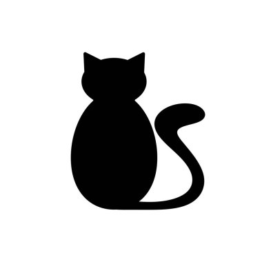 Kara Kedi ikonu. Çizgi film çizgisel piktogram. Helloween teması