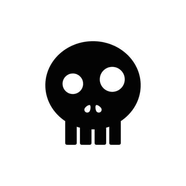 Cráneo Negro Dibujos Animados Raros Tema Halloween Diseño Plano — Vector de stock