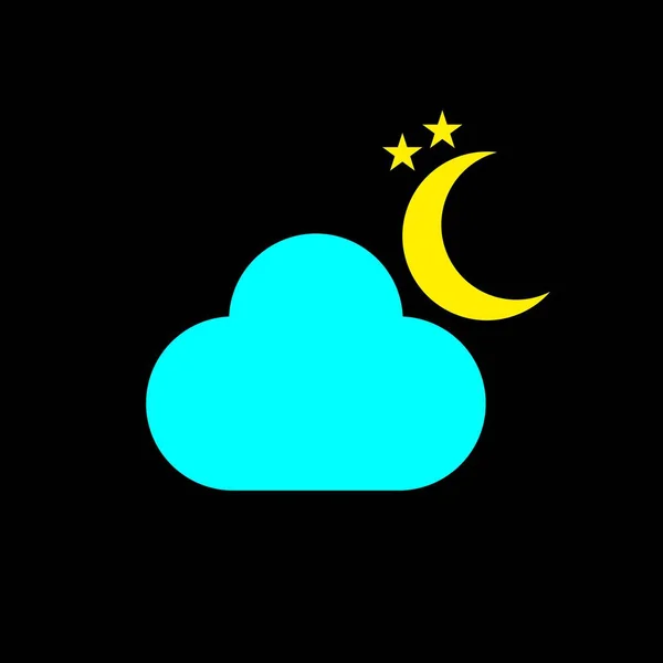 Bewölkte Nacht Mond Mit Wolken Wettersymbol Schlichtem Flachem Design Wettervorhersage — Stockvektor