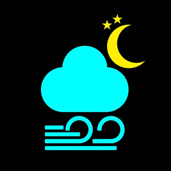 Nebelige Nacht Symbol Vektorillustration Wettervorhersage Schwarzer Hintergrund — Stockvektor