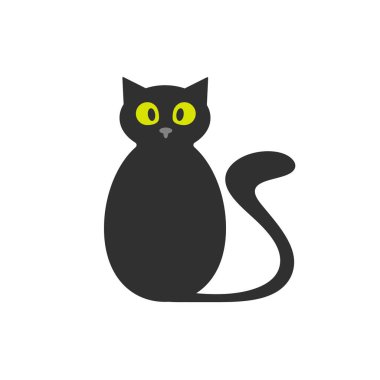 Sarı gözlü kedi. Çizgi film çizimi. Helloween teması