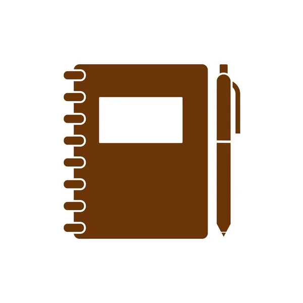Notatnik Długopisem Brązowa Ikona Ilustracja Koncepcji Wektor Płaski Symbol — Wektor stockowy