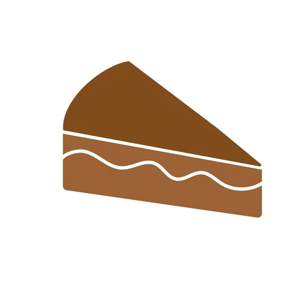 Brown Cartoon Cake Slice Icon Flat Design — Stock Vector