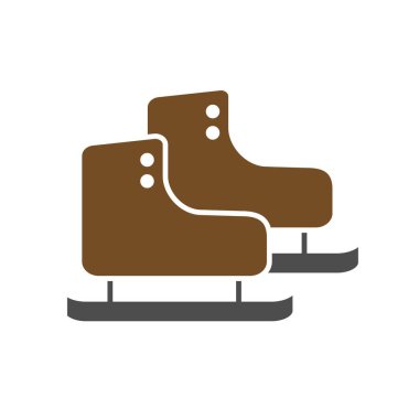 Kahverengi buz pateni ayakkabısı vektör simgesi.