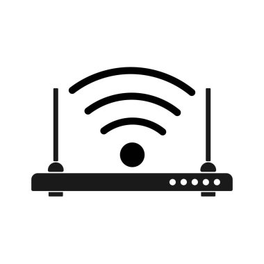 Kablosuz Sinyal Yönlendirici Simgesi. Wi Fi Yönlendirici Düz Siyah Simge