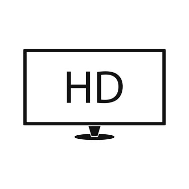 Beyaz arkaplanda HD televizyon simgesi. Sinema konseptinden basit bir örnek..