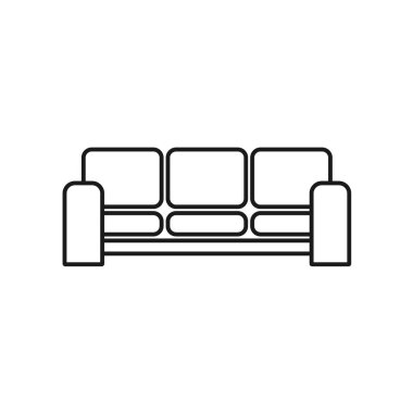 Koltuk yassı çizgi simgesi. Daire mobilyası tabelası, oturma odası kanepesinin vektör çizimi..