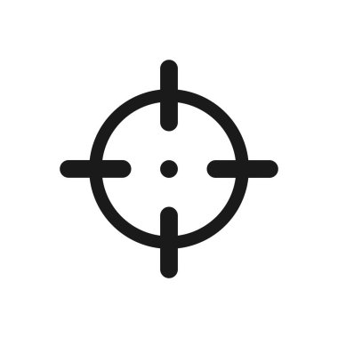 Beyaz arkaplanda Crosshair simgesi, vektör illüstrasyonu