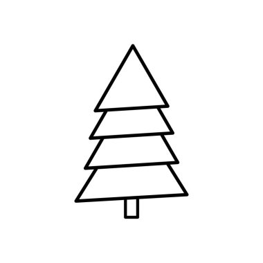 Noel ağacı düz çizgi ikonu. Yeşil bitkinin zayıf bir işareti, ekoloji logosu. Doğa çizimi, orman sembolü..