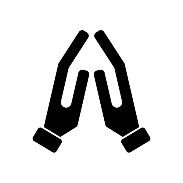 Priez Mains Ensemble Dans Prière Religieuse Icône Vectorielle Plate Pour — Image vectorielle