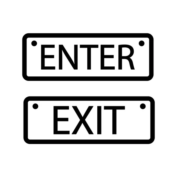 Exit Enter Vector Icons Flat Design — Stock Vector