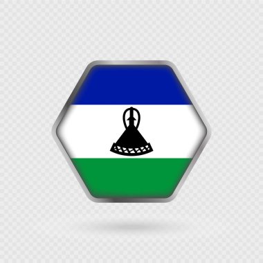 Altıgen çerçeveli Lesotho bayrağı.