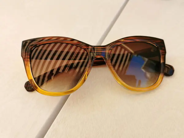 Sunglasses Reflection Canopy Blue Sky — Stock Photo, Image