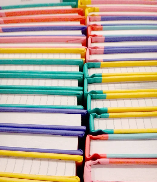 Back School Concept Multicolored Notepads Lessons — Stock Photo, Image