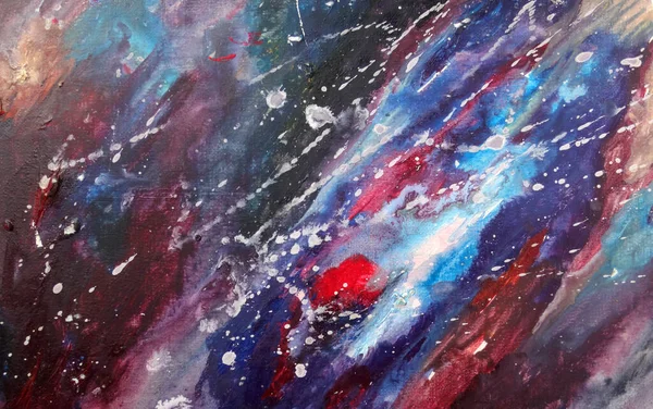 Абстрактне Розфарбування Галактики Олійні Фарби Полотні Ручне Розфарбування — стокове фото