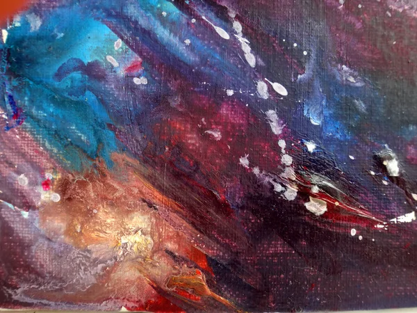 Peinture Abstraite Galaxie Huile Sur Toile Peinture Main — Photo