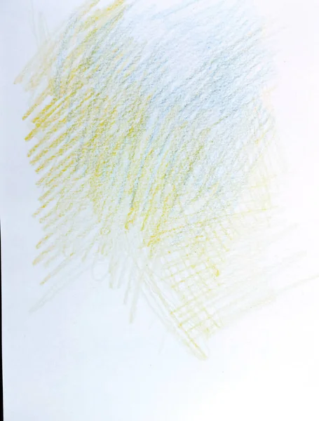 Photo Crayons Couleur Dessin Main Dégradé Jaune Bleu — Photo