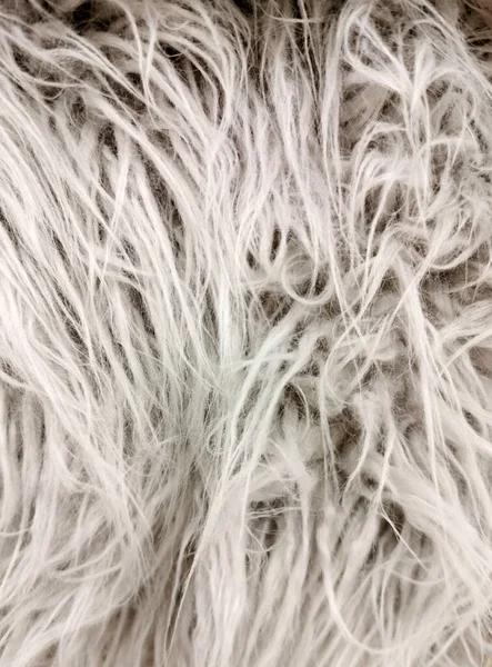 Długowłosy Biały Faux Futro Tle — Zdjęcie stockowe