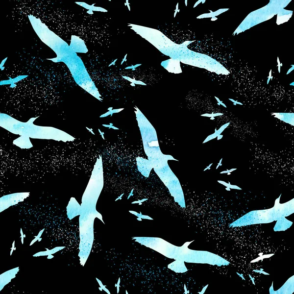 ปแบบของนกส าเง นบนพ นหล ปแบบท าทะเล กระดาษด ตอล — ภาพถ่ายสต็อก