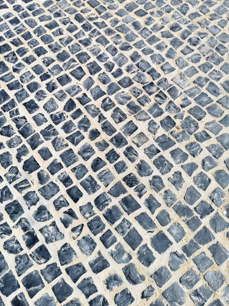 Pavement Top View Road Paved Grey Cobblestones View — Stock Photo, Image