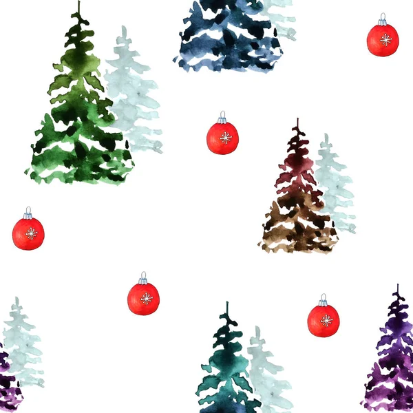 Set Christmas Trees Different Shadeson White Background Seamless Pattern Design — Stock Photo, Image