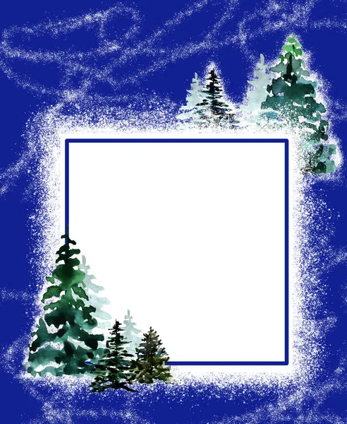 水彩モミクリスマスツリーコピースペースレターページ — ストック写真