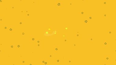 Düz elementler Zıplayarak Ünlü Pembe Domuzu Biçen, Maskara Giyen ve Göz kamaştıran Gözler Bir Kare Çerçevesi İçinde Yıldızlar Arkasında Titreşiyor.
