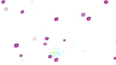 Doğanın güzelliğini ve hareketini temsil eden renkli çiçeklerle dolu bir çayır etrafında sinekle gezinen böcek ile birlikte bitki duvar kâğıdının hareketli animasyonu.