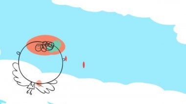 Dünya 'da iyi bir iş çıkardıktan sonra eve döneceğini gösteren, cennetten geçen küçük bir çocuğun görüntüsüyle sevimli küçük meleğin süratli hareketi.