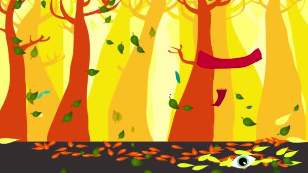 Spinning Scale Charming Scene Forest Autumn Beautiful Trees Silhouettes Warm — Stock video