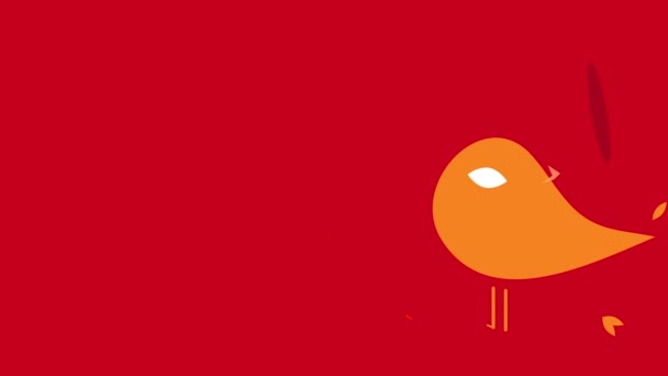 Inerciální Pohyb Jednoduchých Prvků Tvořících Pomerančový Pták Otevírající Zobák Který — Stock video