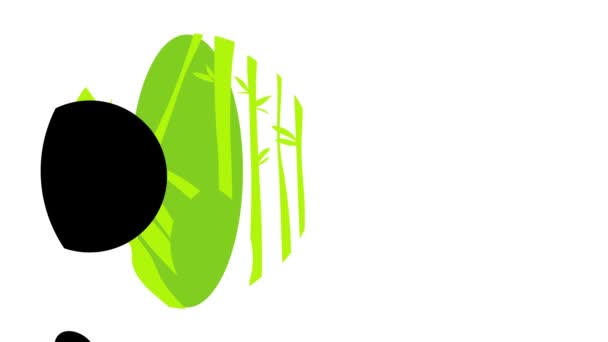 Inerciální Pohyb Jednoduchých Prvků Tvořících Logo Pandy Bambusovém Lese Kruhu — Stock video