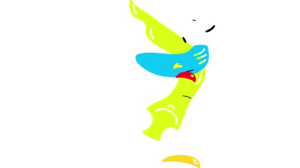 Скольжение Весенним Эффектом Анимация Счастливой Зеленой Улитки Медленно Движется Слизистой — стоковое видео