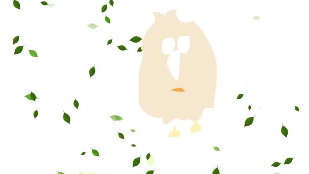 Bouncing Flat Elements Forming Beautiful Endangered Owl Perching Outdoors Cold — Vídeos de Stock