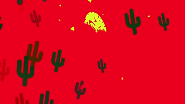 Éléments Plats Rebondissants Formant Une Image Croquante Folle Cactus Avec — Video